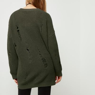 Dark grey ribbed knit jumper